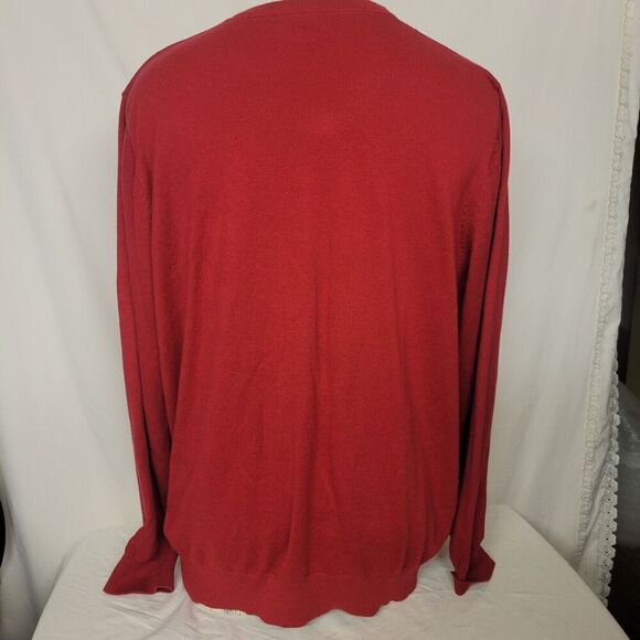 LL Bean Size XL Cotton Cashmere Red V-Neck Sweater Unisex  Regular 274603 - Picture 2 of 7